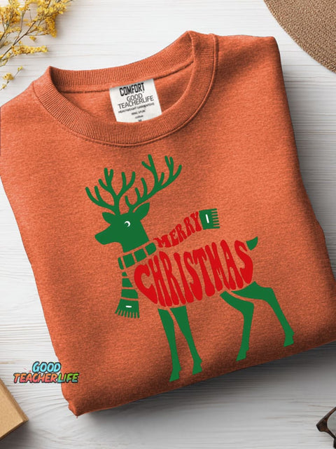 Christmas Reindeer Decoration Pattern Casual Sweatshirt
