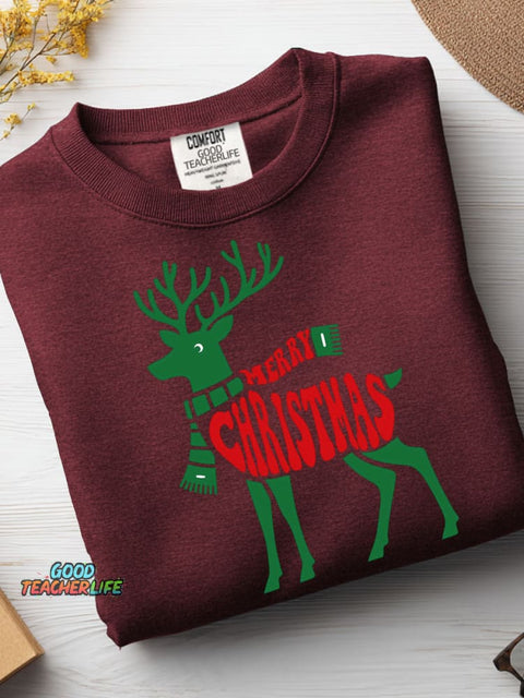 Christmas Reindeer Decoration Pattern Casual Sweatshirt