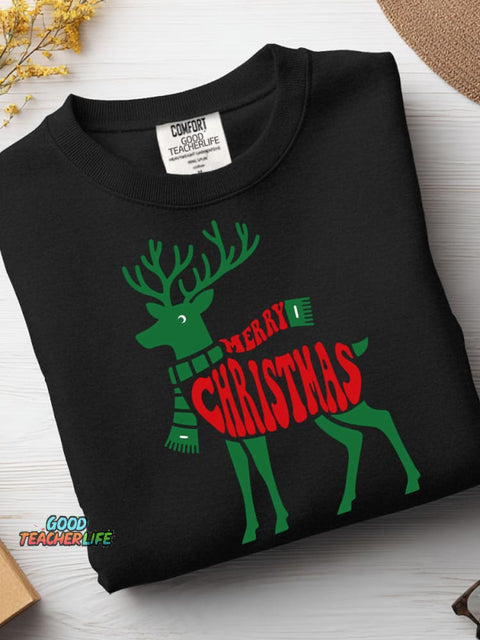 Christmas Reindeer Decoration Pattern Casual Sweatshirt
