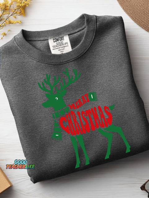Christmas Reindeer Decoration Pattern Casual Sweatshirt