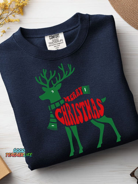 Christmas Reindeer Decoration Pattern Casual Sweatshirt