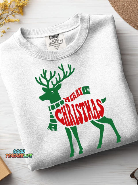 Christmas Reindeer Decoration Pattern Casual Sweatshirt