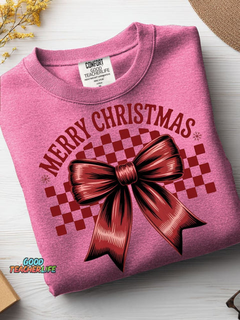 Christmas Bow Decoration Pattern Casual Sweatshirt