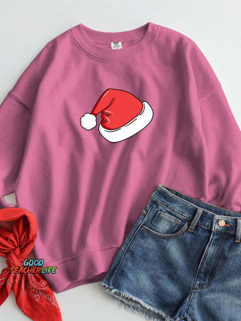Christmas Hat Decorative Pattern Casual Sweatshirt