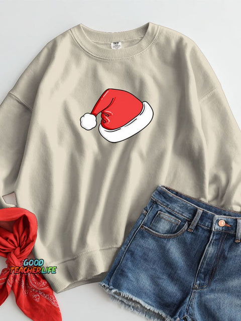 Christmas Hat Decorative Pattern Casual Sweatshirt