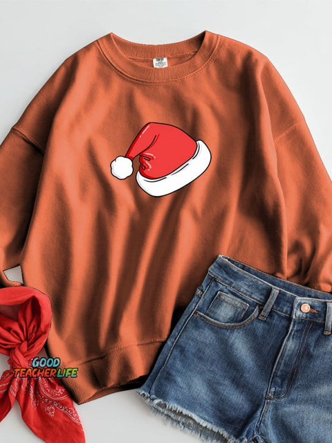Christmas Hat Decorative Pattern Casual Sweatshirt