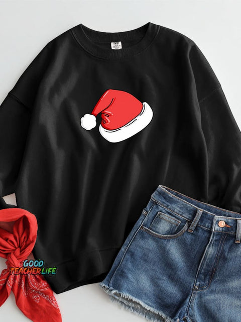 Christmas Hat Decorative Pattern Casual Sweatshirt
