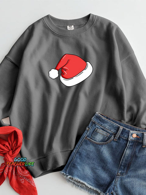 Christmas Hat Decorative Pattern Casual Sweatshirt