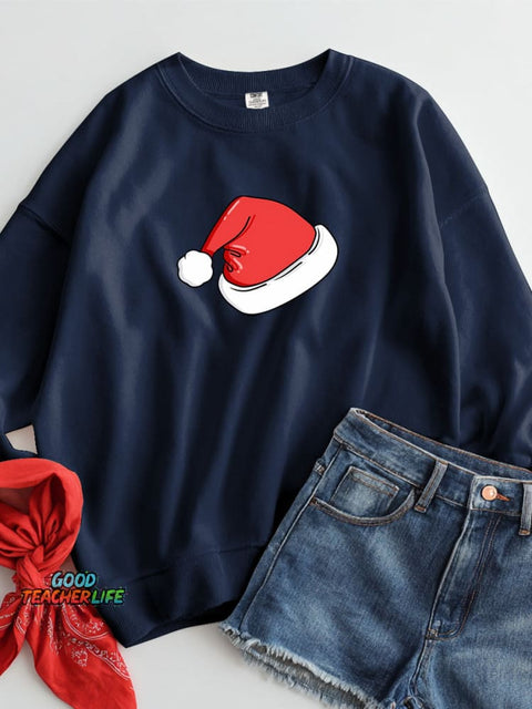 Christmas Hat Decorative Pattern Casual Sweatshirt