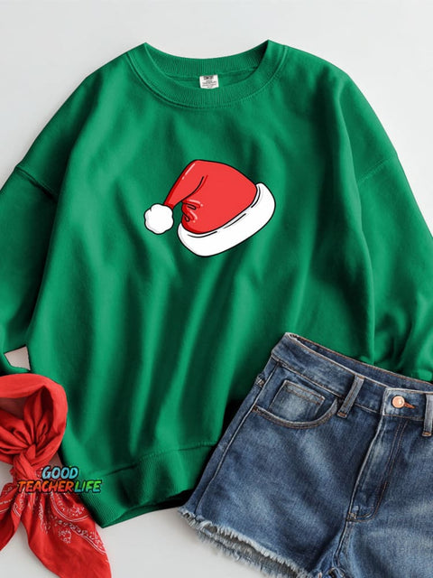 Christmas Hat Decorative Pattern Casual Sweatshirt