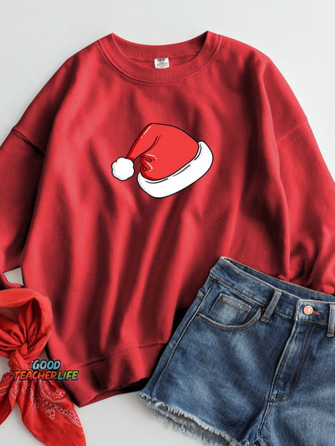 Christmas Hat Decorative Pattern Casual Sweatshirt
