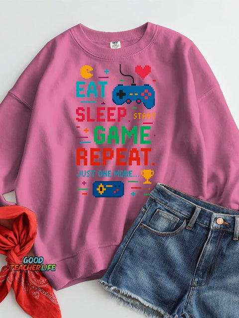 Eat Sleep Game Repeat Casual Sweatshirt