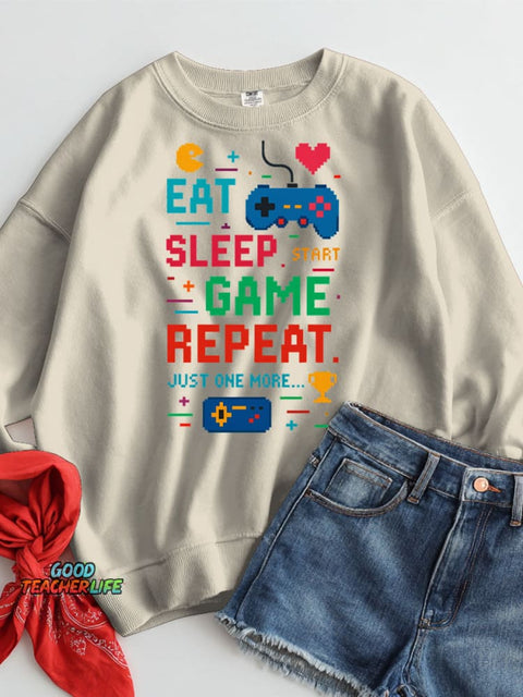 Eat Sleep Game Repeat Casual Sweatshirt