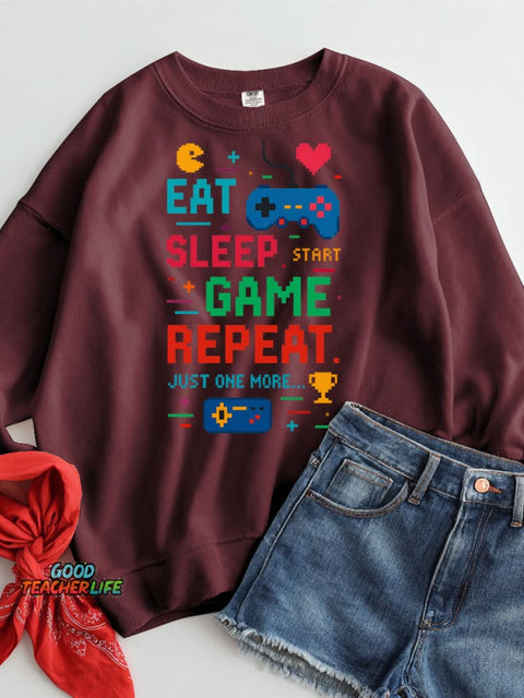 Eat Sleep Game Repeat Casual Sweatshirt