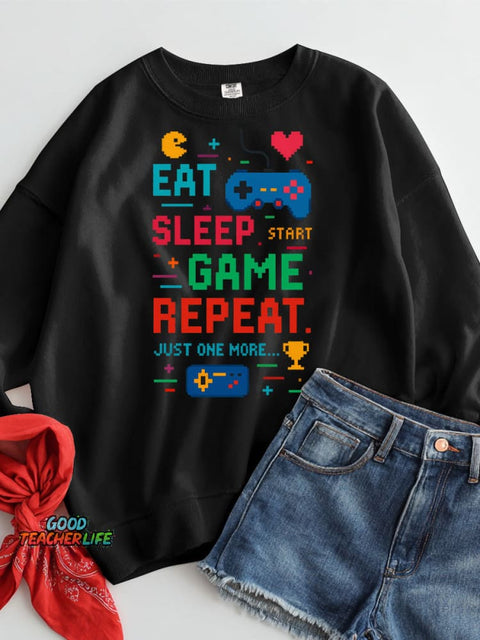 Eat Sleep Game Repeat Casual Sweatshirt