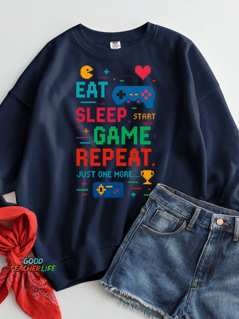 Eat Sleep Game Repeat Casual Sweatshirt