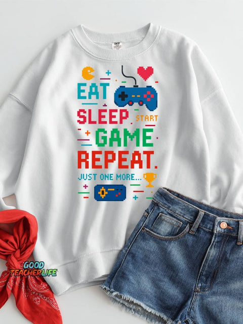 Eat Sleep Game Repeat Casual Sweatshirt