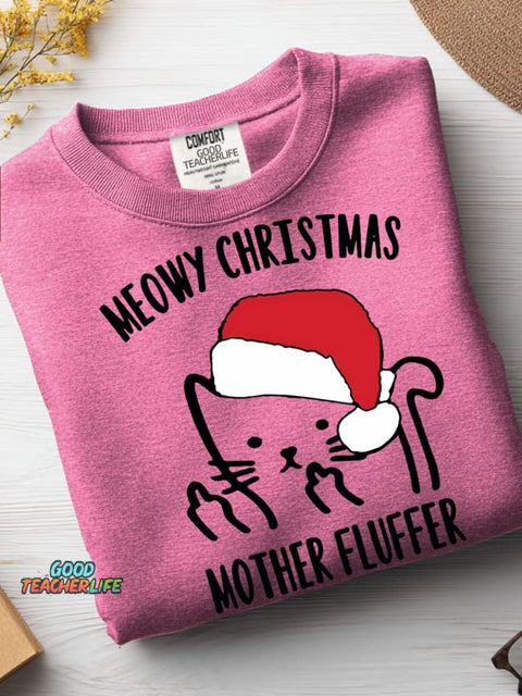 Cat Meowy Christmas Casual Sweatshirt