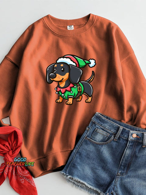 Christmas Dachshund Decoration Pattern Casual Sweatshirt
