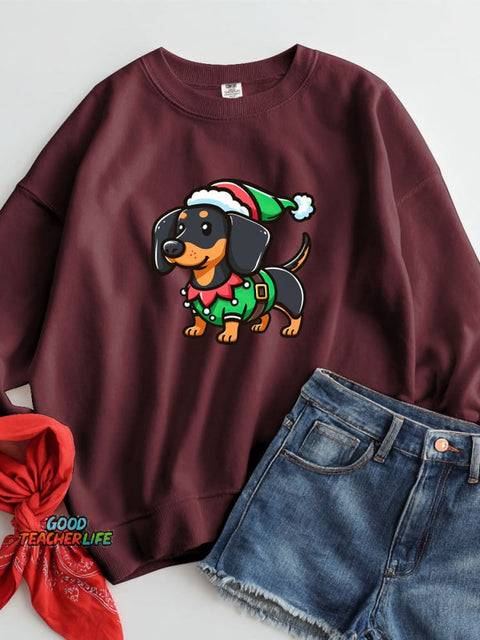 Christmas Dachshund Decoration Pattern Casual Sweatshirt