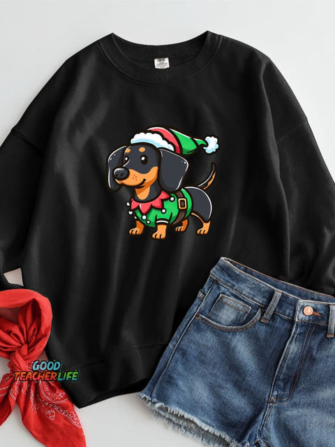 Christmas Dachshund Decoration Pattern Casual Sweatshirt