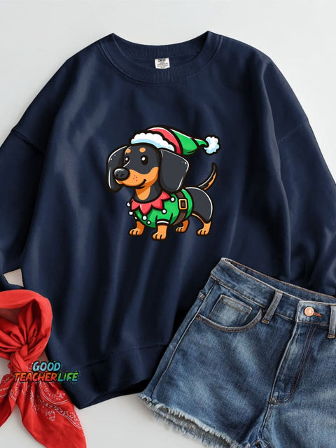 Christmas Dachshund Decoration Pattern Casual Sweatshirt