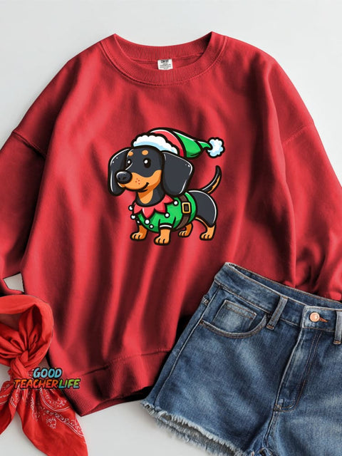 Christmas Dachshund Decoration Pattern Casual Sweatshirt