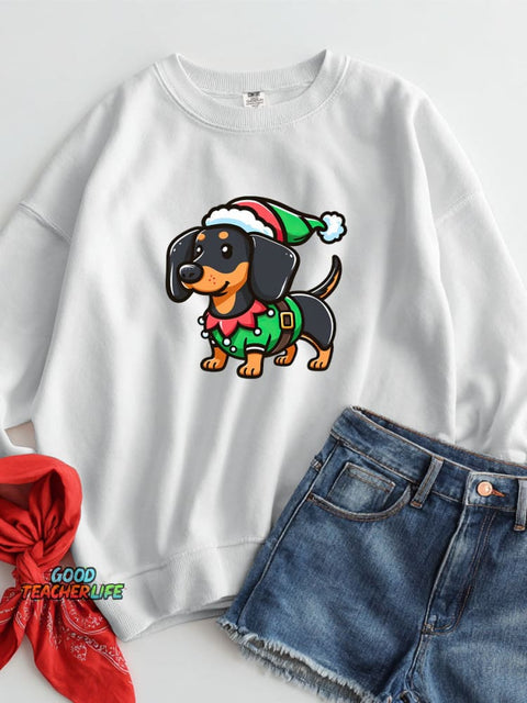 Christmas Dachshund Decoration Pattern Casual Sweatshirt