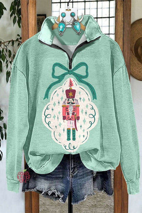 Bow Nutcracker Zipper Sweatshirt