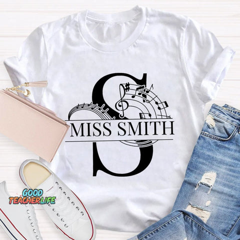 Personalized Music Teacher Name Notes T-Shirt