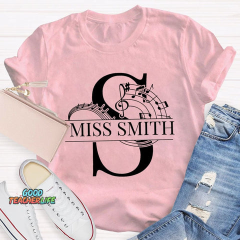 Personalized Music Teacher Name Notes T-Shirt