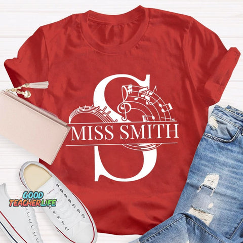 Personalized Music Teacher Name Notes T-Shirt