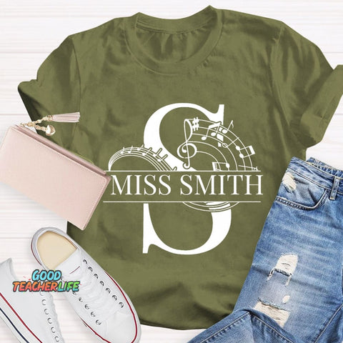 Personalized Music Teacher Name Notes T-Shirt