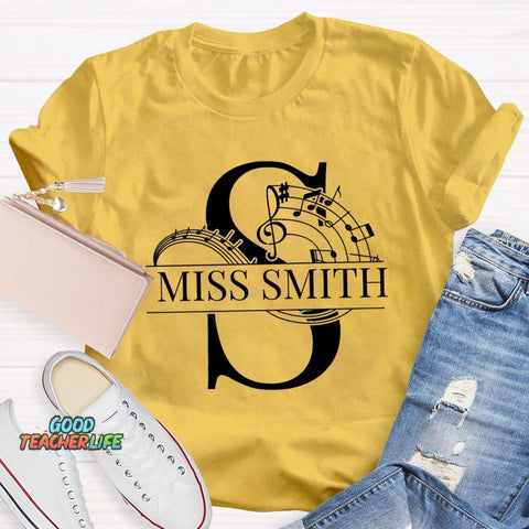 Personalized Music Teacher Name Notes T-Shirt