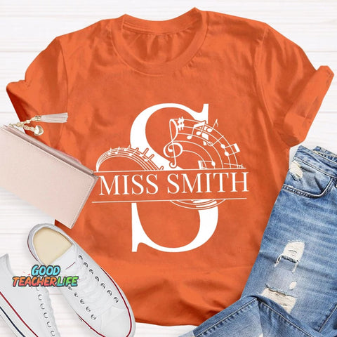 Personalized Music Teacher Name Notes T-Shirt