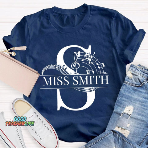 Personalized Music Teacher Name Notes T-Shirt