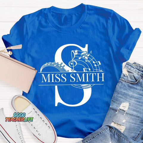 Personalized Music Teacher Name Notes T-Shirt