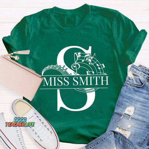 Personalized Music Teacher Name Notes T-Shirt