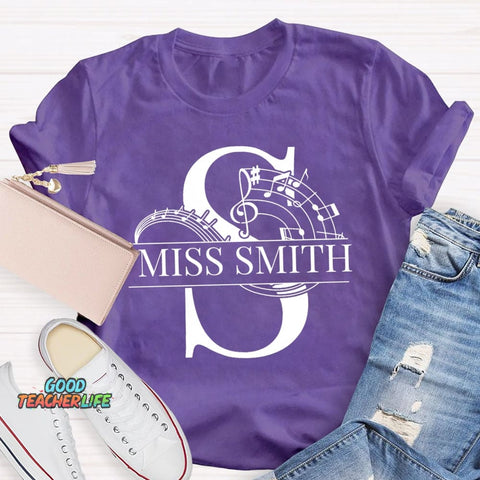 Personalized Music Teacher Name Notes T-Shirt