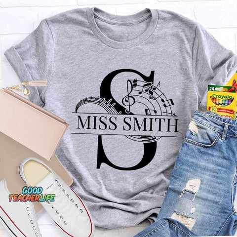 Personalized Music Teacher Name Notes T-Shirt