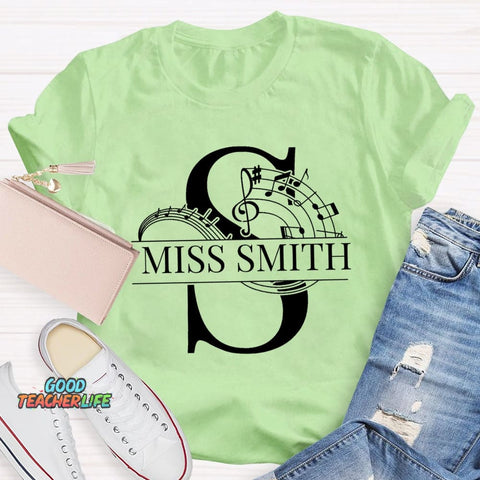 Personalized Music Teacher Name Notes T-Shirt