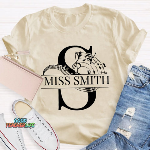 Personalized Music Teacher Name Notes T-Shirt