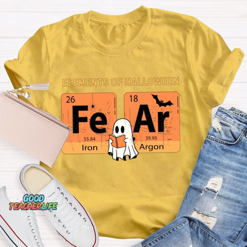 Elements Of Halloween Fear Lron Argon Funny Science And Halloween T-shirt