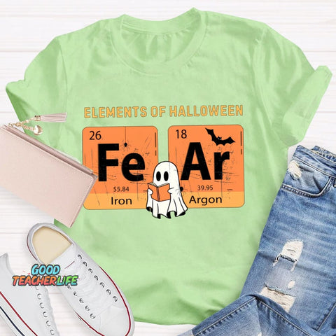 Elements Of Halloween Fear Lron Argon Funny Science And Halloween T-shirt