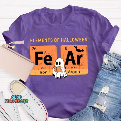 Elements Of Halloween Fear Lron Argon Funny Science And Halloween T-shirt