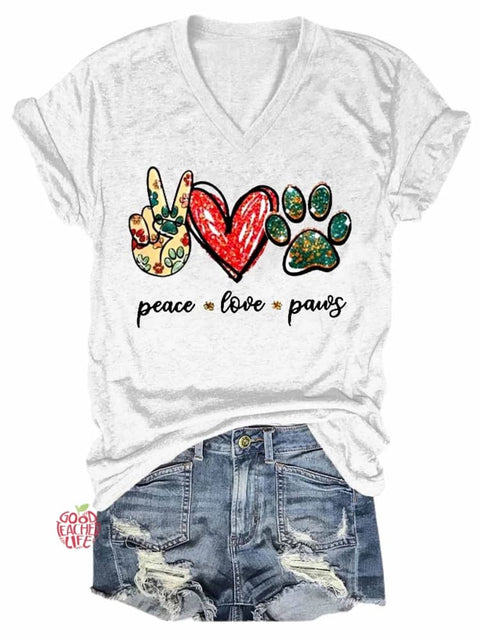 Peace, Love & Dog Paws Women's Short Sleeve T-Shirt