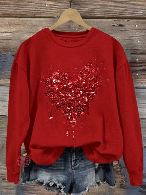 Women's Valentine's Day Heart Print Casual Sweatshirt