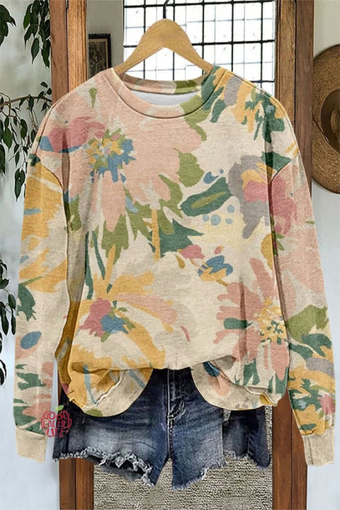 Cute Floral Print Sweatshirt