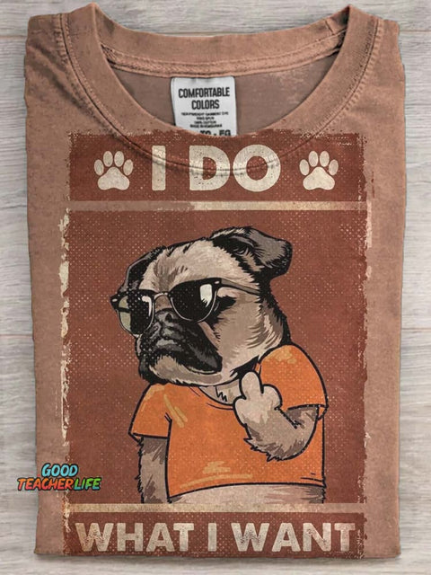 Funny Puppy Print Casual Short Sleeve T-Shirt