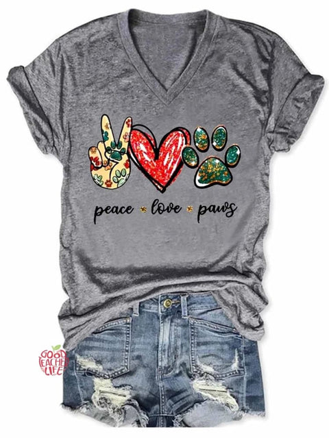 Peace, Love & Dog Paws Women's Short Sleeve T-Shirt